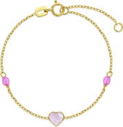In Season Jewelry 14k Mother of Pearl Hearts Girls Bracelet