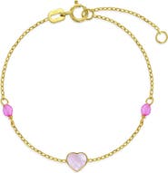 In Season Jewelry 14k Mother of Pearl Hearts Girls Bracelet