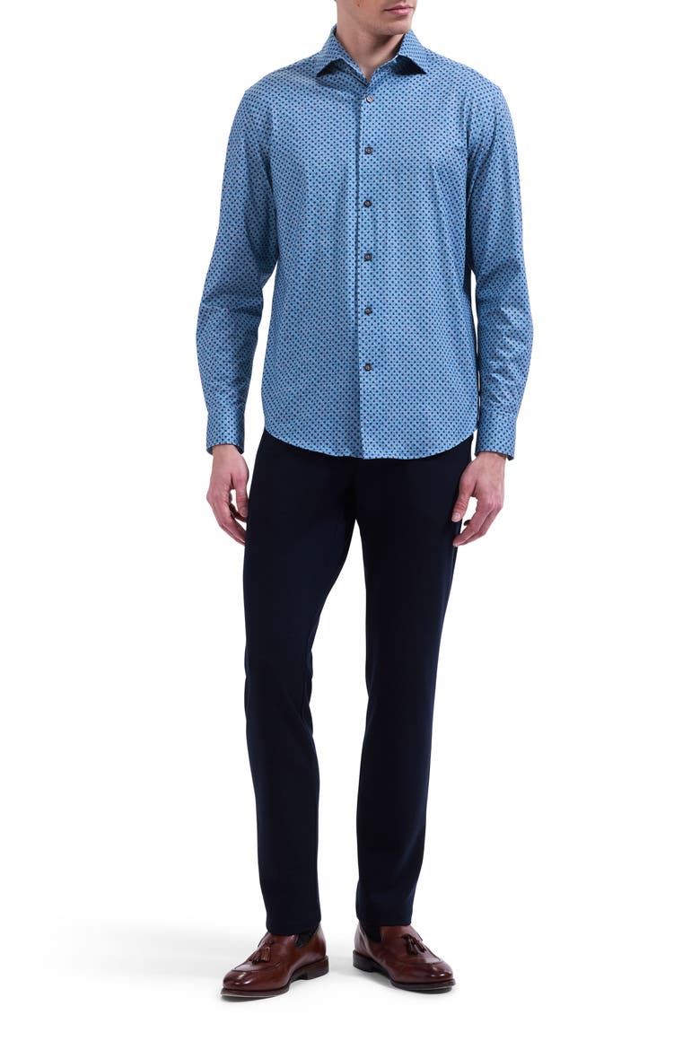 Devon OoohCotton® Dot Button-Up Shirt, Alternate, color, PEACOCK