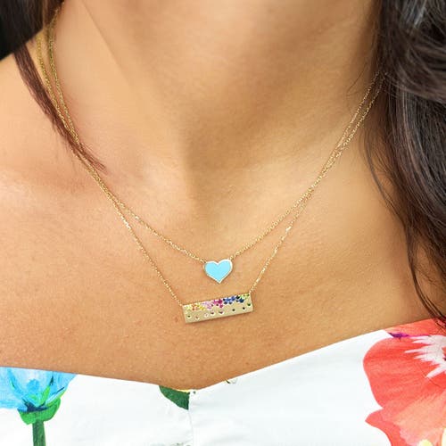 The Lovery Fine Jewelry Rainbow Sapphire Confetti Bar Necklace In Gold