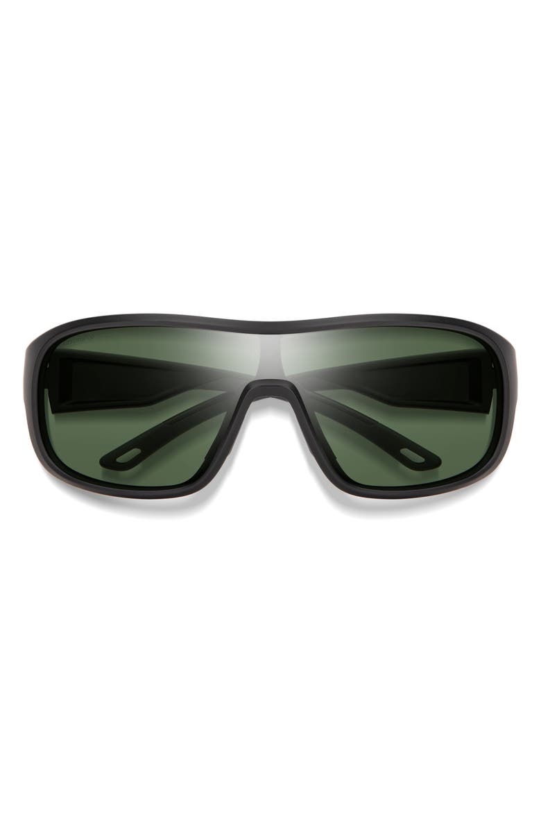 Smith Spinner 134mm ChromaPop<sup>™</sup> Polarized Shield Sunglasses, Main, color, Matte Black / Grey Green