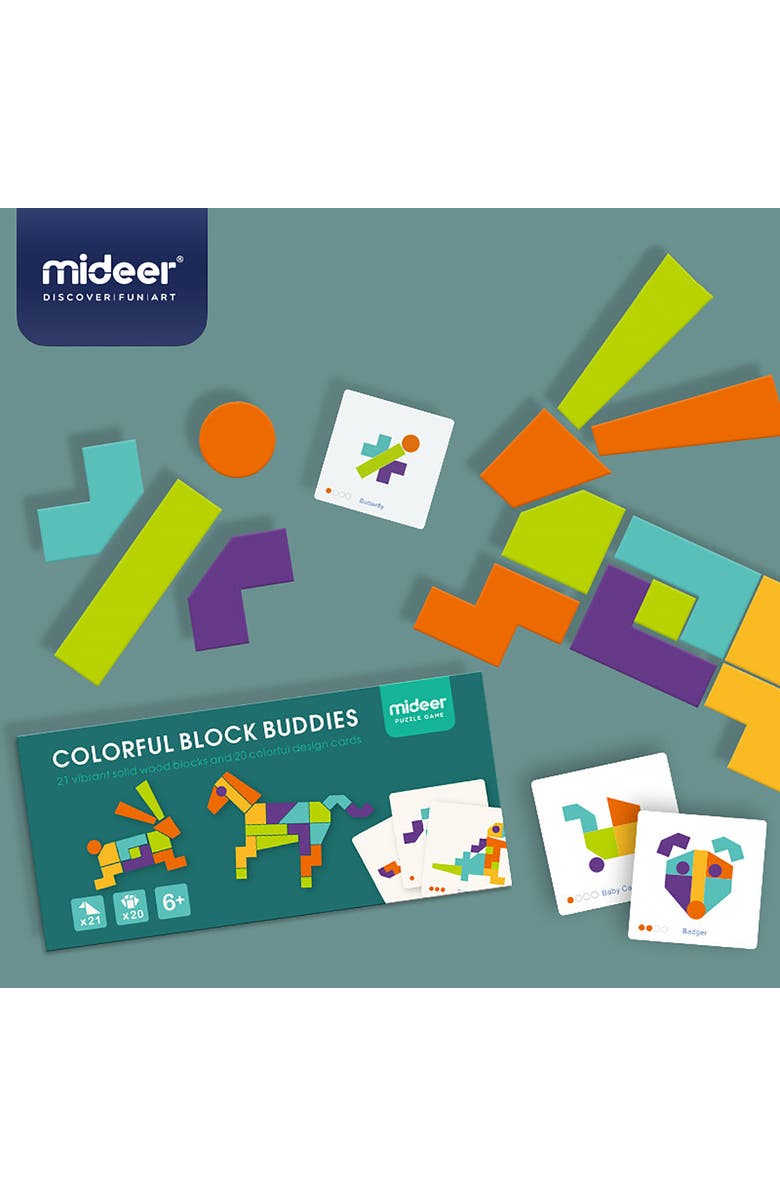 MiDeer Wooden Geometric Imagination Puzzle, Alternate, color, Multicolored