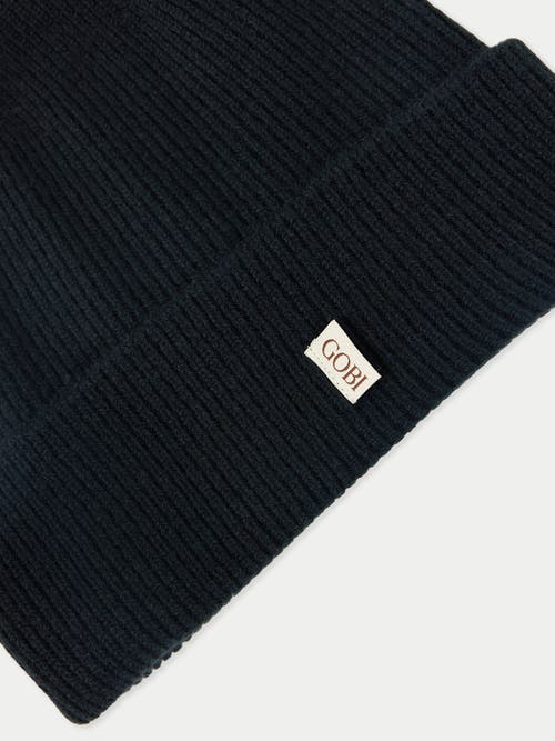 Gobi Mongolian Cashmere Cashmere Rib Knit Beanie In Black