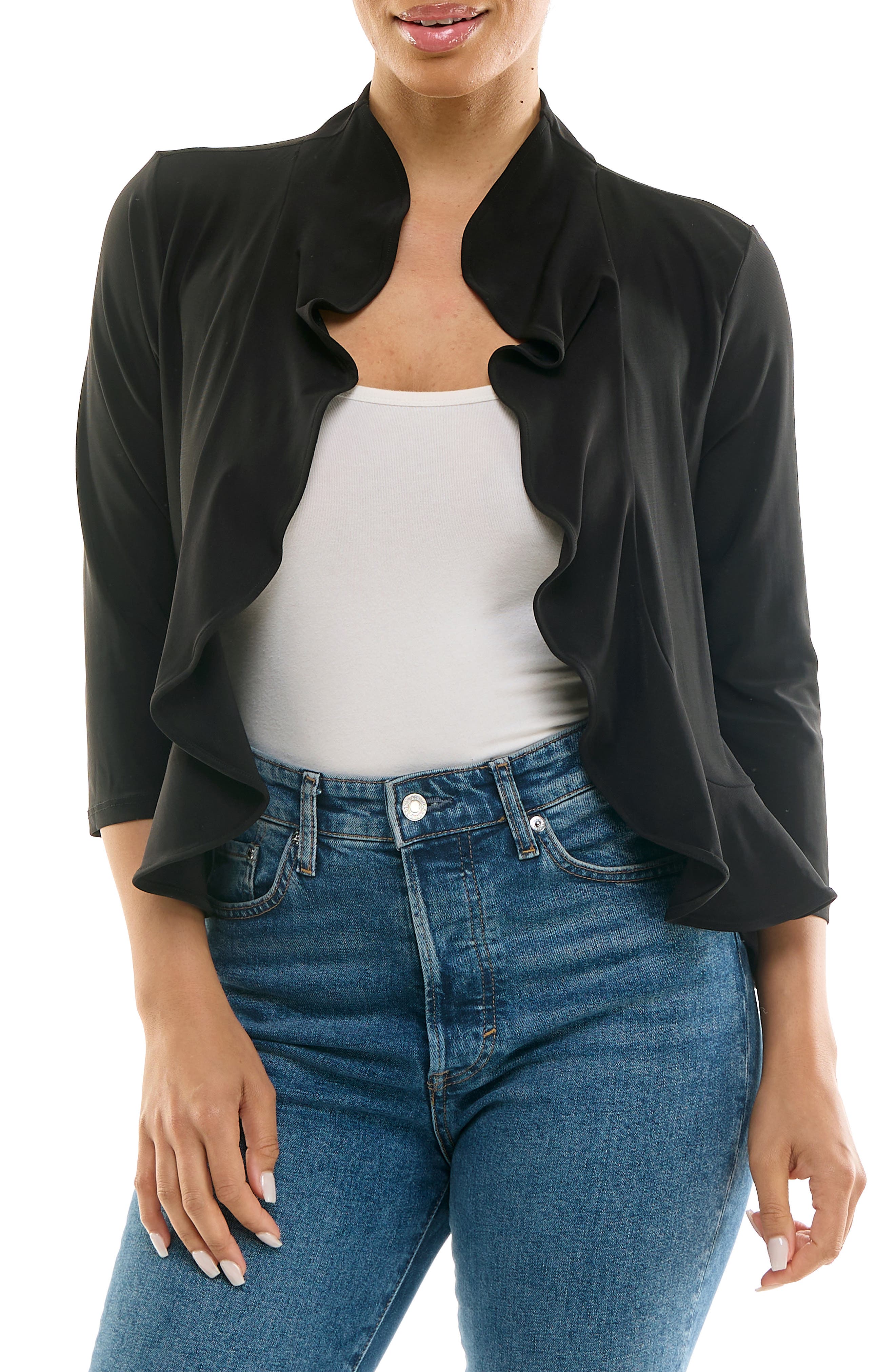 Nina Leonard Chiffon Ruffle Bolero