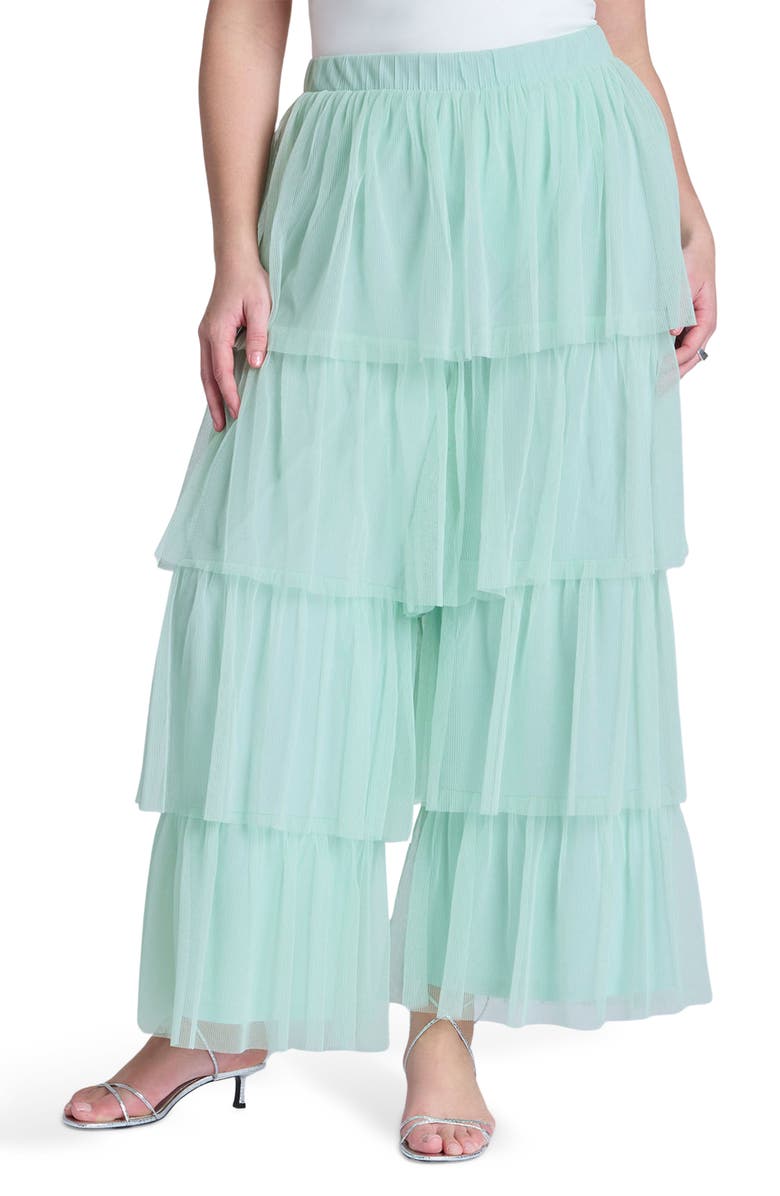 ELOQUII Tulle Ruffle Pants, Main, color, 