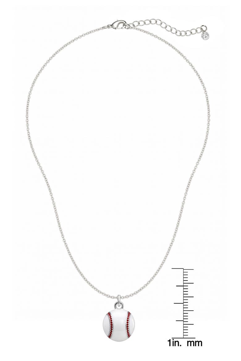 Kids' 3D Baseball Pendant Necklace, Alternate, color, WHITE