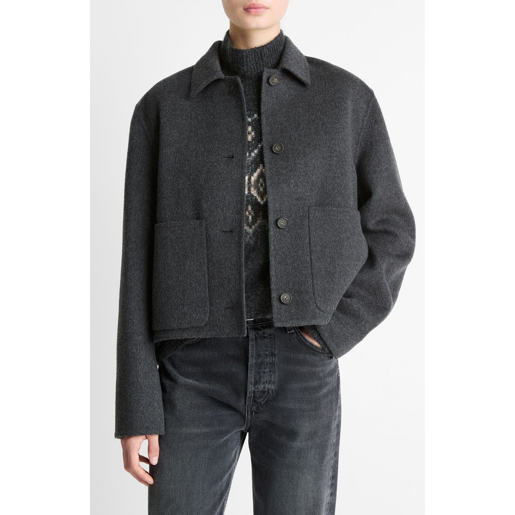 Vince Wool Blend Short Jacket In Gray