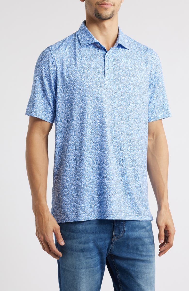 Johnston & Murphy XC4<sup>®</sup> + Cool Degree<sup>™</sup> Performance Golf Polo, Main, color, White/ Navy