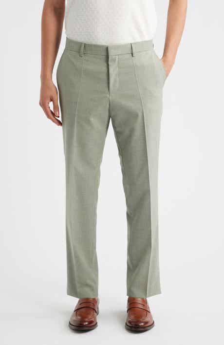 BOSS Genius Slim Fit Microcheck Flat Front Stretch Dress Pants