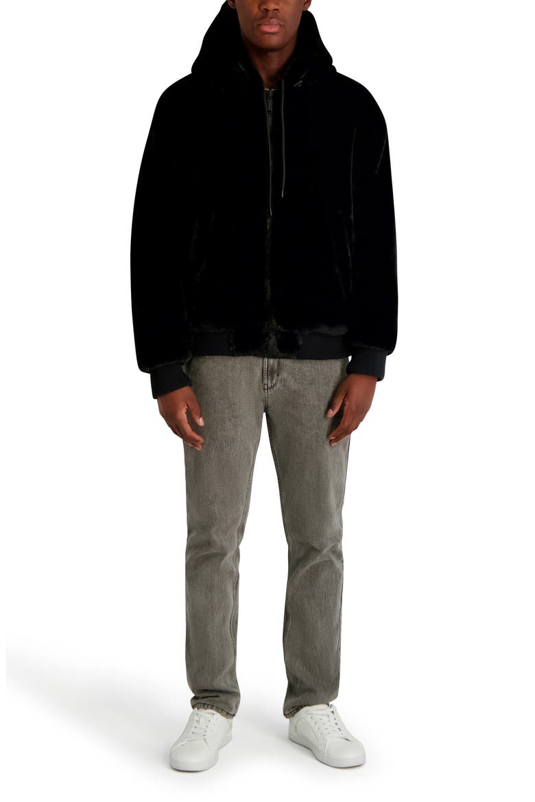 Reversible Zip Front Faux Fur Jacket, Alternate, color, BLACK