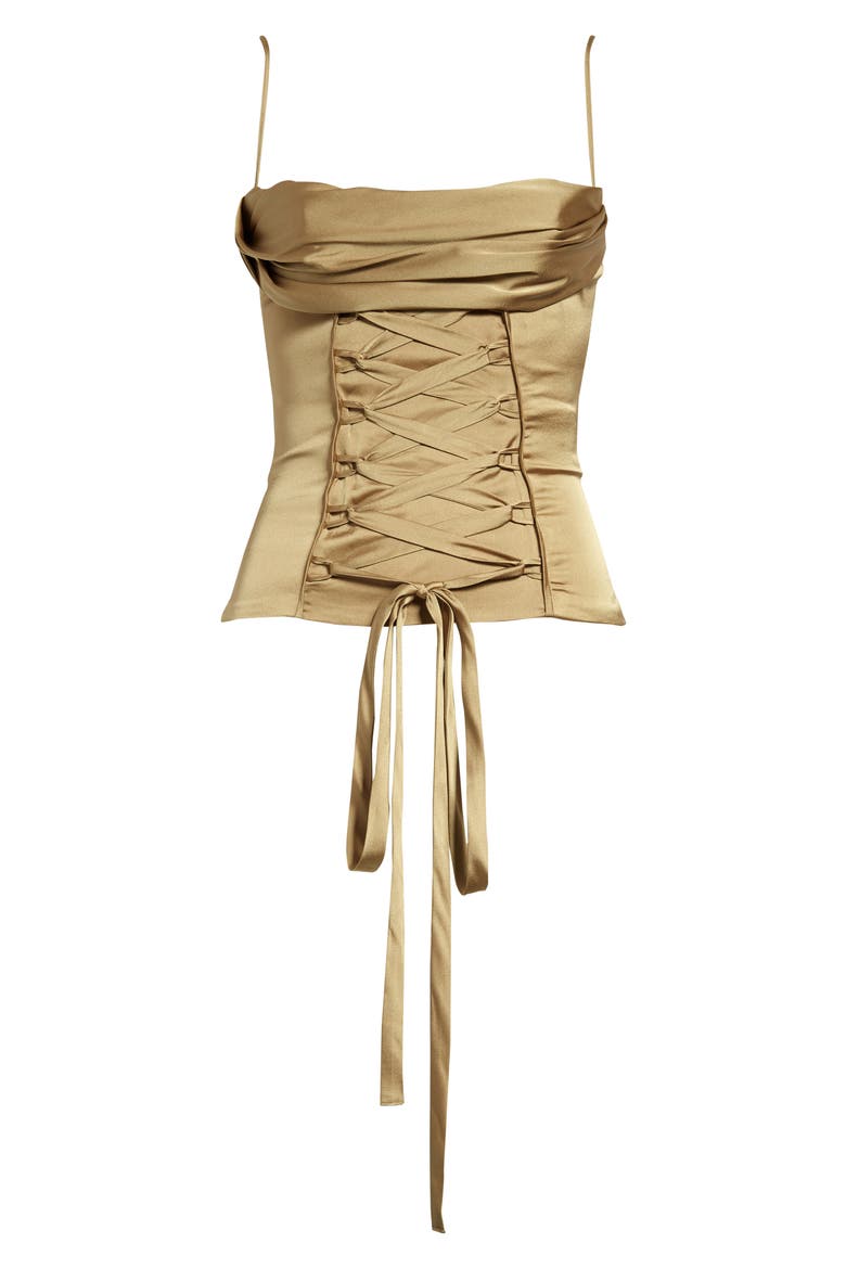 Letitia Lace-Up Satin Corset Top, Alternate, color, OLIVE