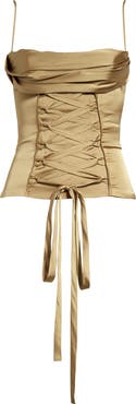 HOUSE OF CB Letitia Lace-Up Satin Corset Top