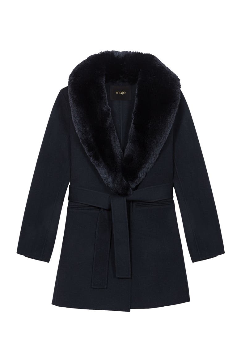 Double-faced mid-length coat, Alternate, color, Black