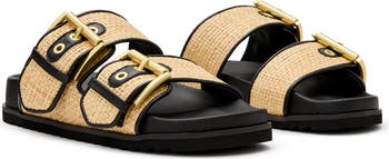 Sian Raffia Two-Strap Sandal