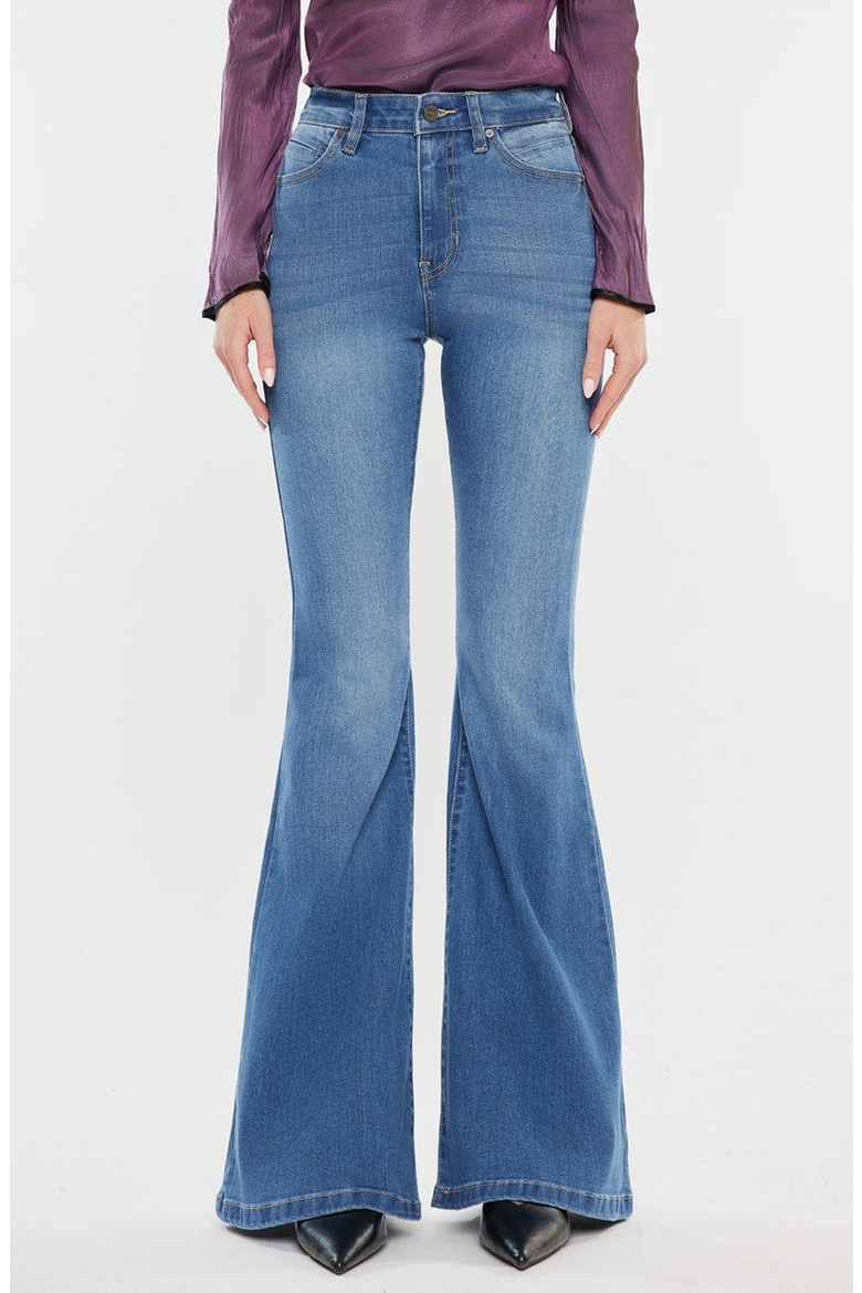Roel High Rise Super Flare Stretch Jeans, Alternate, color, Medium Wash