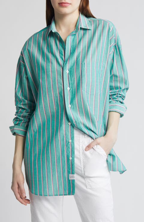 Shirley Stripe Oversize Tunic Button-Up Shirt