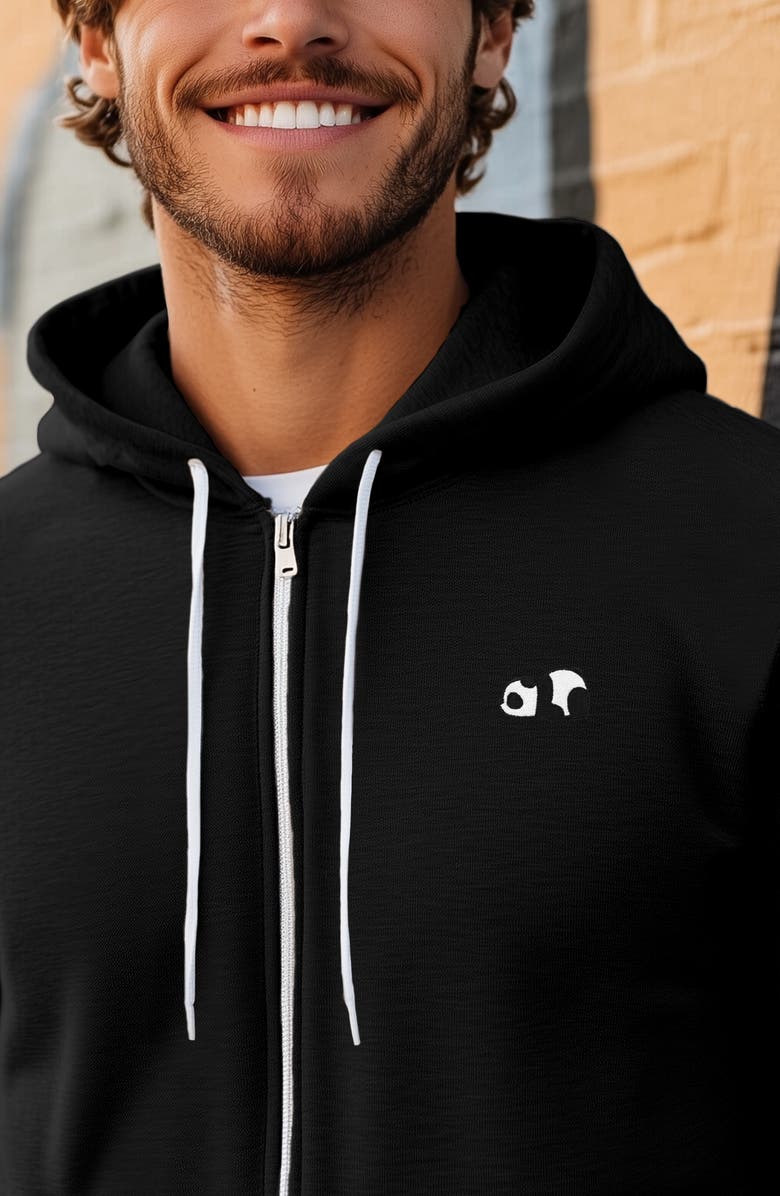 Dalix Panda Zip Hoodie, Alternate, color, Black