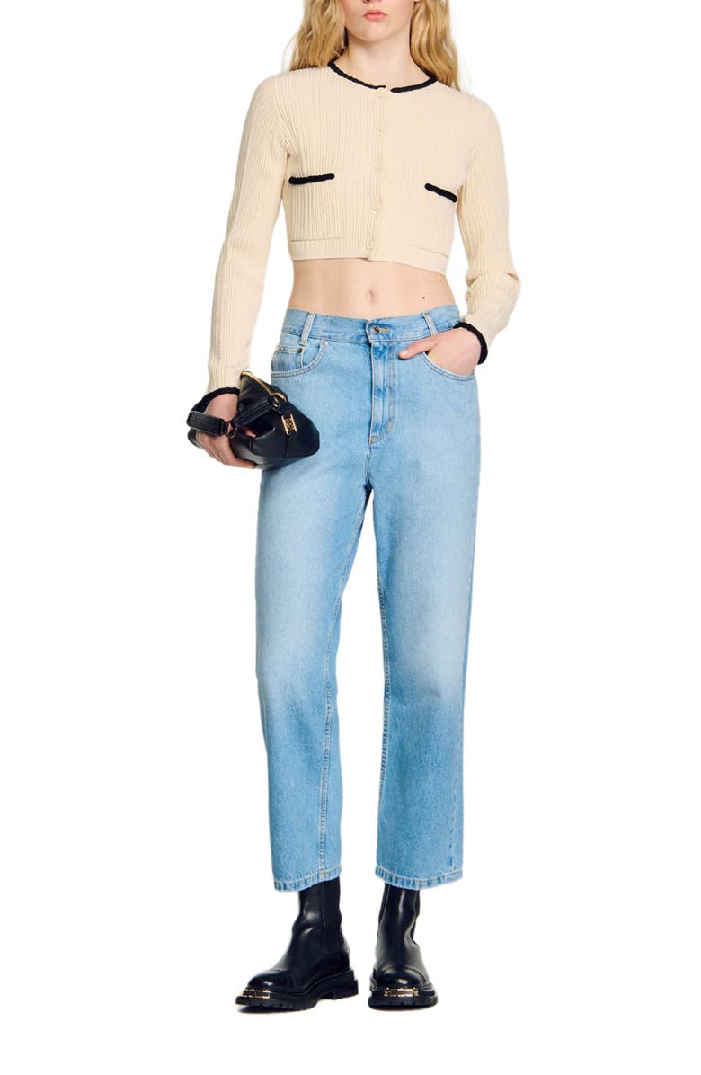 SANDRO Pointelle knit cardigan, Alternate, color, 