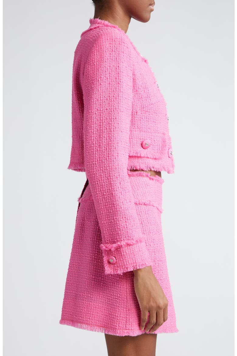 Crop Raschel Tweed Jacket, Alternate, color, ROSA