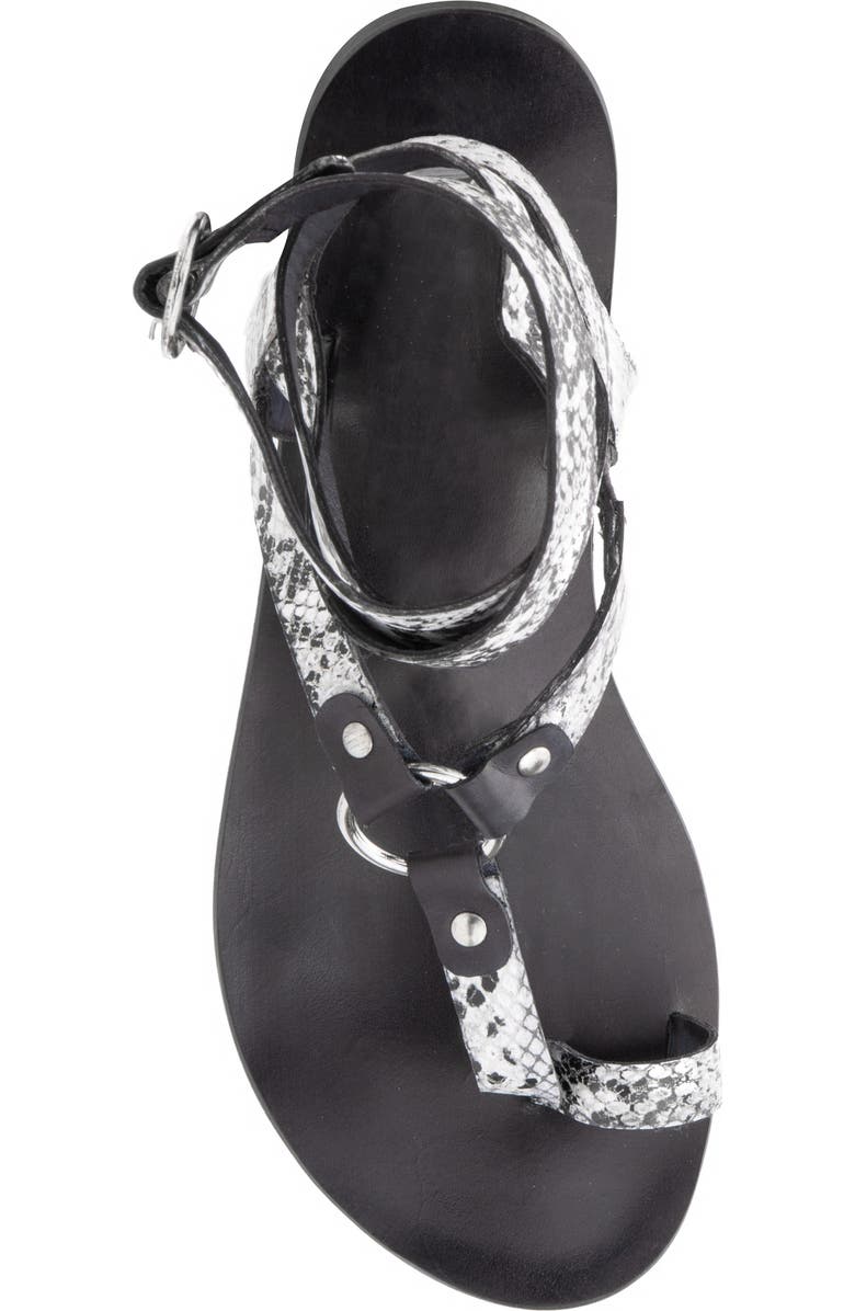 VINTAGE FOUNDRY Vina Snake Embossed Leather Ankle Strap Flat Sandal, Alternate, color,