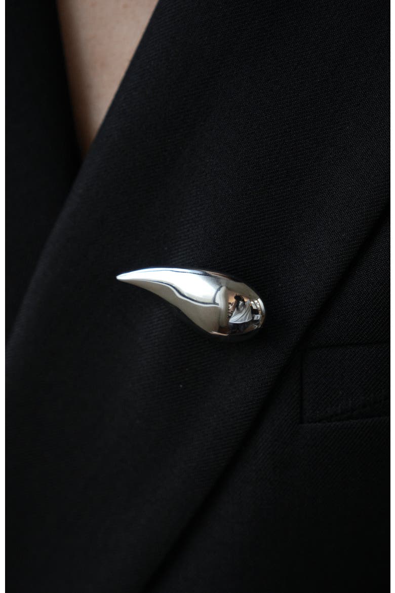 Drop Silver Brooch, Alternate, color, Silver