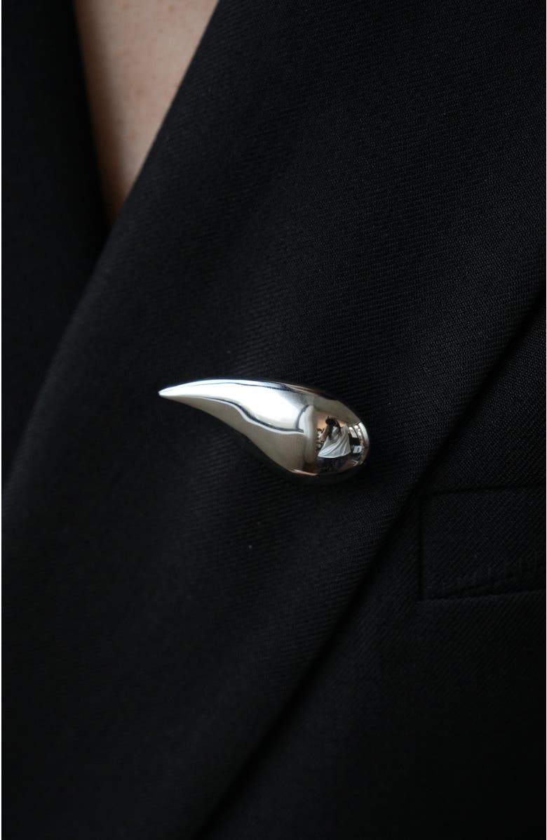 RETRO CHIC Drop Silver Brooch, Alternate, color, Silver