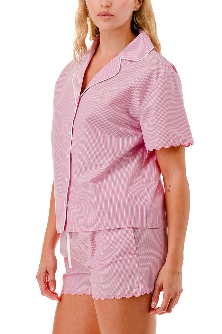 Scalloped Striped Pajamas, Alternate, color, PINK