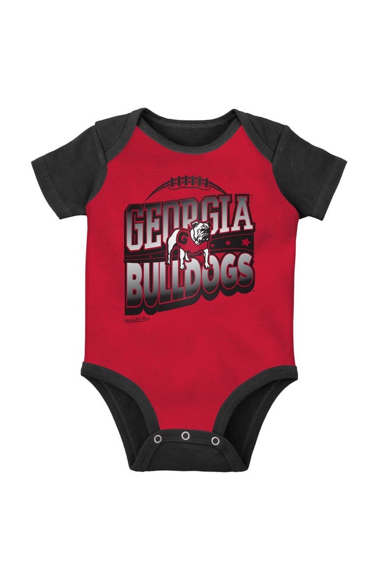 Mitchell & Ness Infant Mitchell & Ness Black/Red Georgia Bulldogs 3-Pack Bodysuit, Bib and Bootie Set, Alternate, color, Black