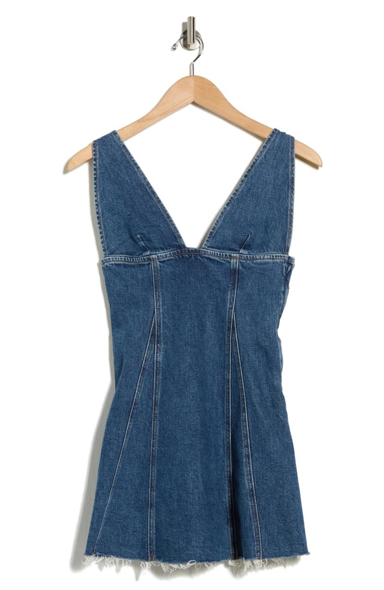 MOTHER The Tit For Tat Fray Denim Minidress, Main, color, 