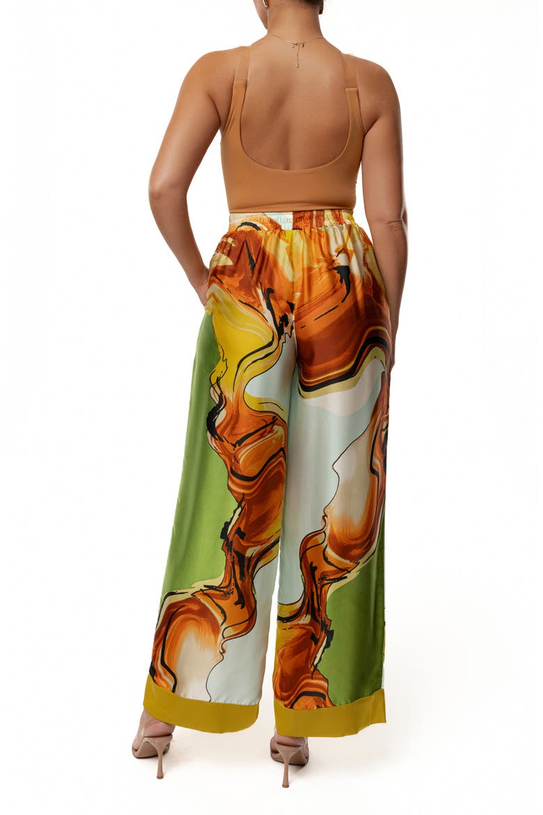 Jet Set Satin Wide Leg Pants, Alternate, color, GREEN