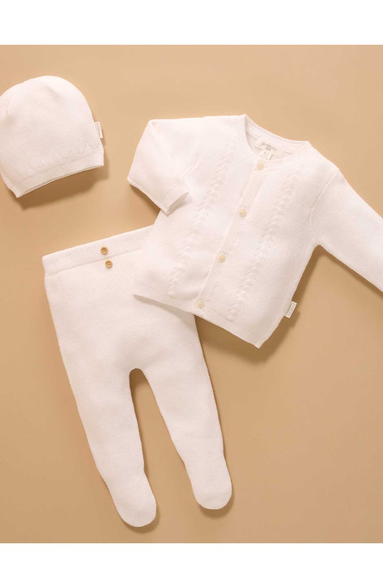 Purebaby Essential Layette Cardigan, Alternate, color, Vanilla