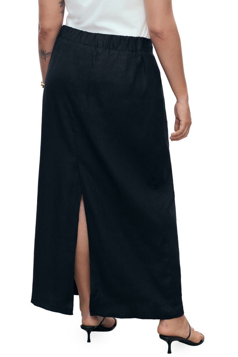 Linen Pencil Skirt, Alternate, color, BLACK