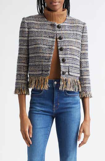 Veronica Beard Lyons Tweed Fringe Jacket