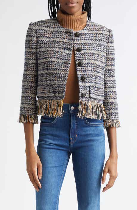 Veronica Beard Lyons Tweed Fringe Jacket