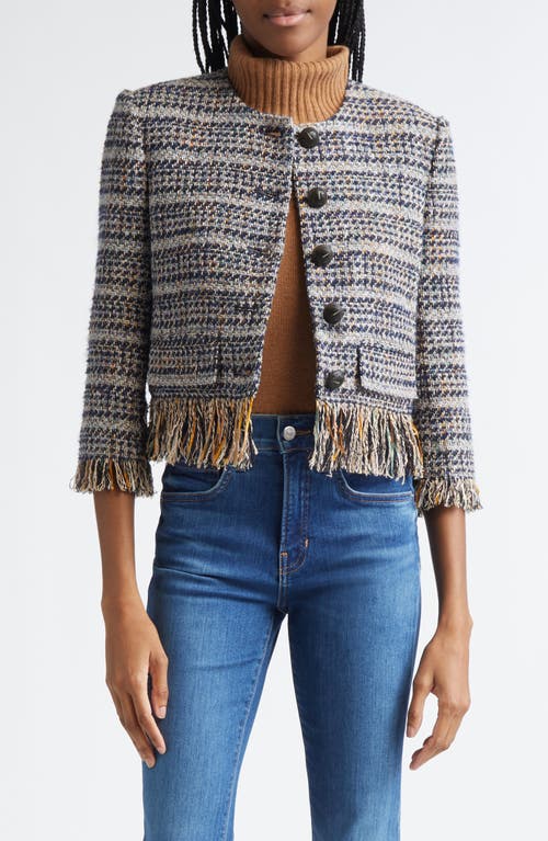 Veronica Beard Lyons Tweed Fringe Jacket In Multi