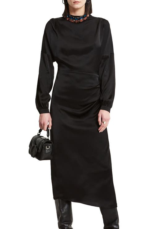 Viscose long dress with long sleeves