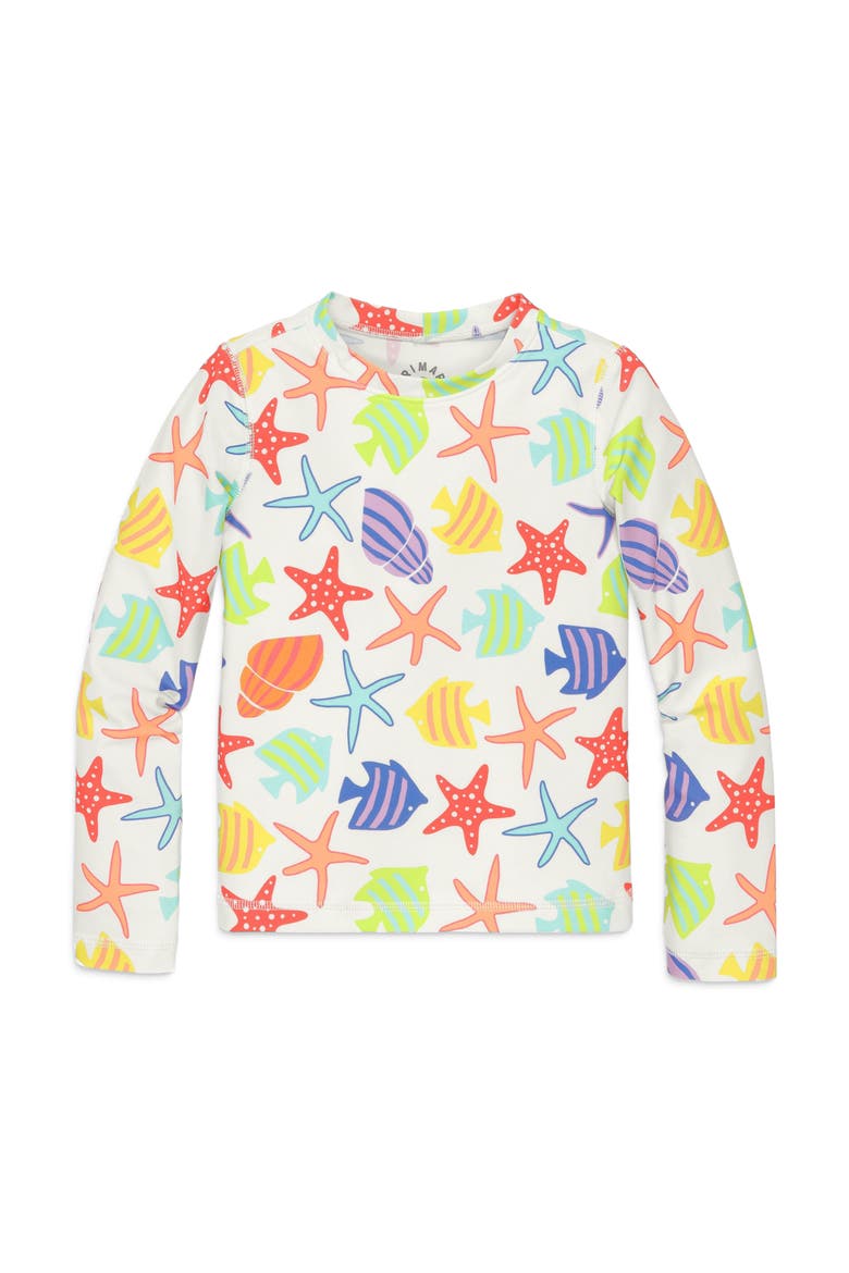 Kids Long Sleeve Swim Top In Seasonal Prints, Main, color, White Under The Sea