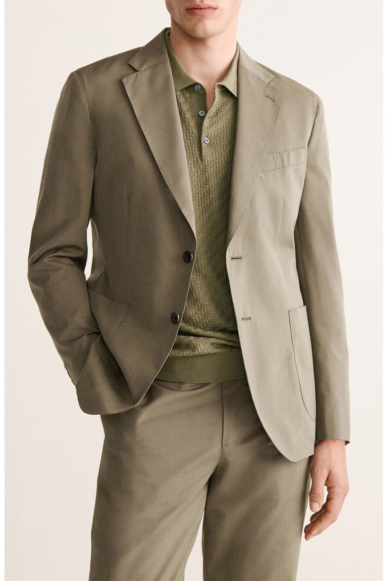 Slim Fit Cotton & Wool Jacket, Main, color, KHAKI GREEN
