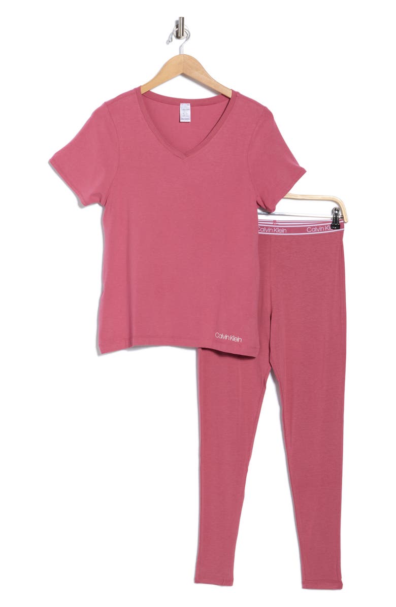 Calvin Klein Comfort Sleep T-Shirt & Leggings Set, Alternate, color, Rose Wine
