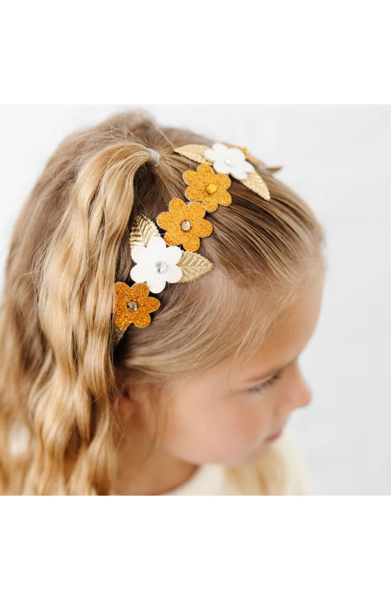 Sweet Wink Boho Floral Glitter Headband, Alternate, color, Gold