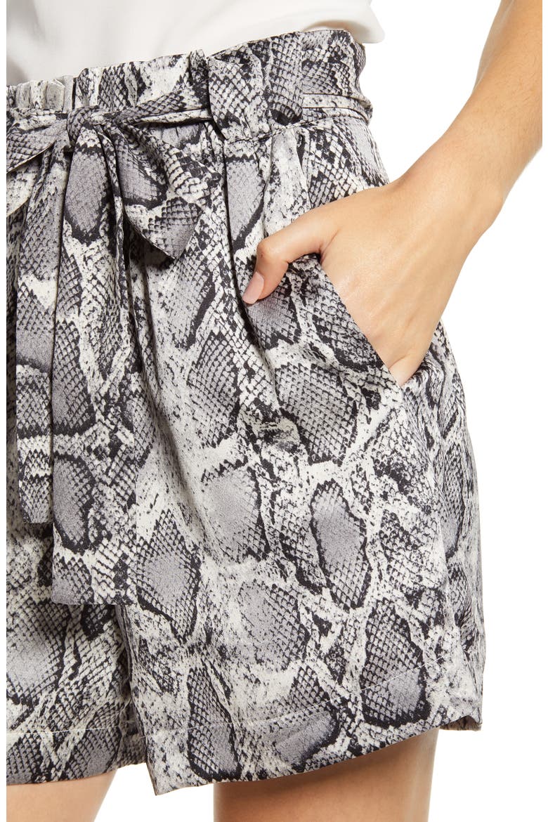 Snake Print Front Tie Shorts, Alternate, color, SNAKESKIN