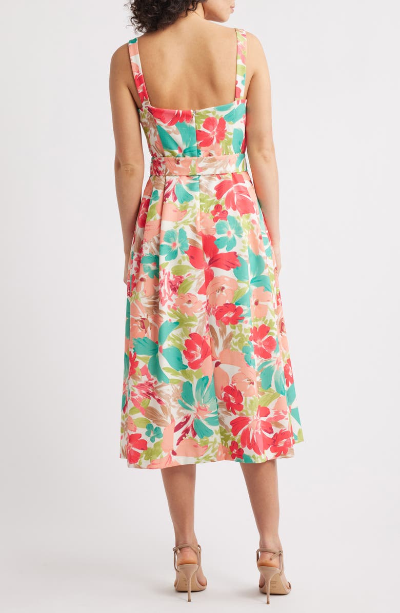 Julia Jordan Floral Belted Dress, Alternate, color, Ivory Multi