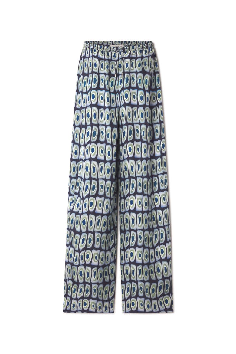 Printed Wide-Leg Silk Pants, Alternate, color, Haze/Sage