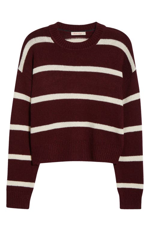 Marine Layer Berkeley Stripe Merino Wool Blend Sweater In Burgundy