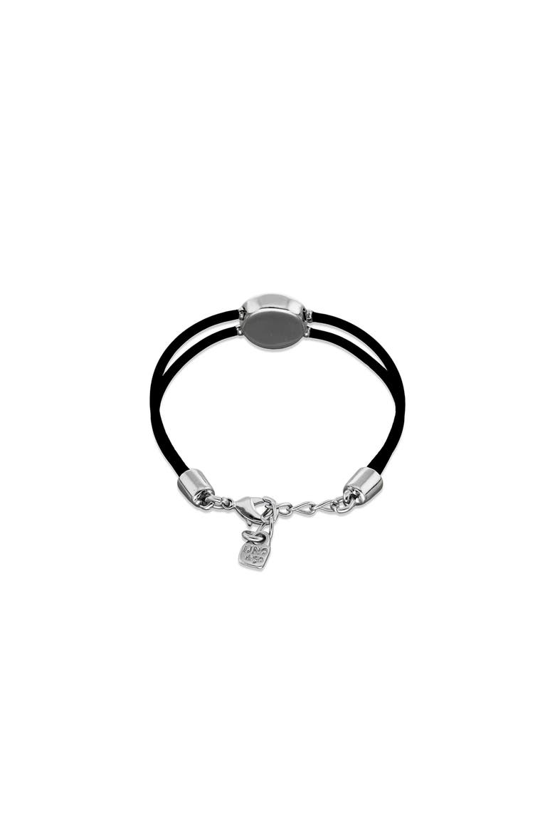 Black Double Leather Bracelet with Silver-Plated Eye Detail and Crystal, Alternate, color, Silver