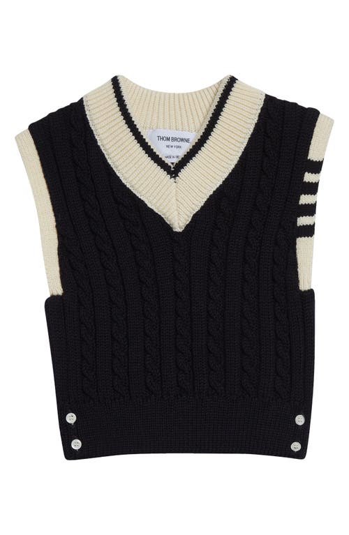 Thom Browne Cropped V Neck Pullover Vest In Navy