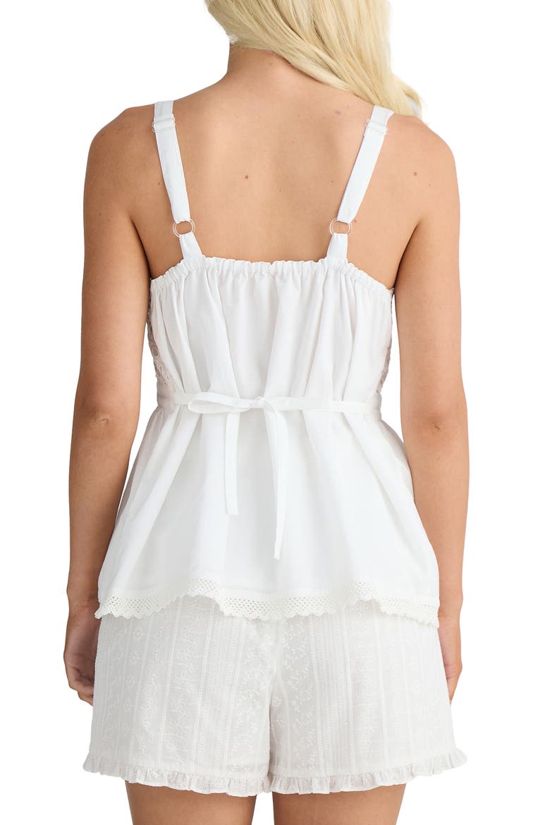 Tallulah Eyelet Peplum Cotton Tank, Alternate, color, WHITE