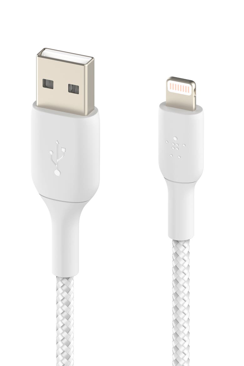 Braided 3.3 Ft. USB-A to LTG Charging Cable, Alternate, color, WHITE