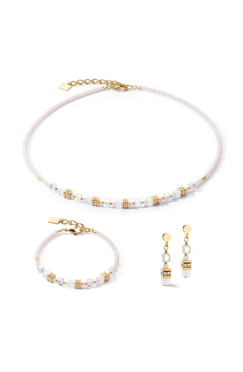 COEUR DE LION Mini Cubes Gold Earrings, Alternate, color, White