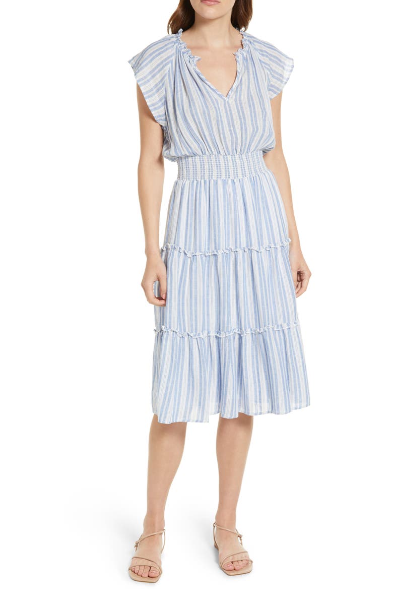 Rails Amellia Stripe Linen Blend Midi Dress, Main, color, 